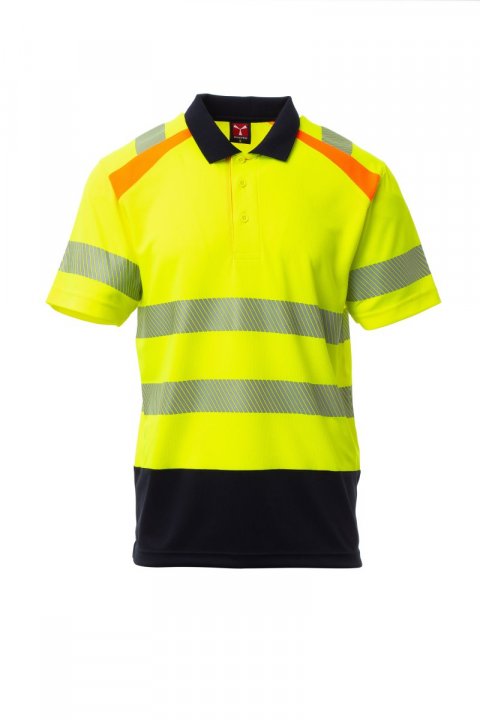 Lane Polohemd Jaune fluo / Bleu marine
