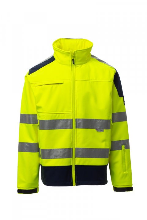 Screen Softshell-Jacke FLUOGELB/MARINEBLAU