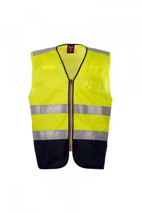 Ack Mesh Weste Jaune fluo / Bleu marine