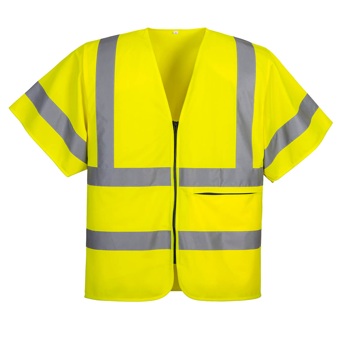 Hi-Vis Weste mit Schulterreflexband und Reißverschluss kurzarm 2